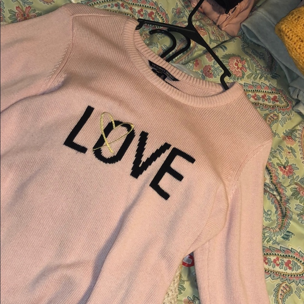 Vitoria Secret Pink Woven ‘Love’ Sweater LARGE